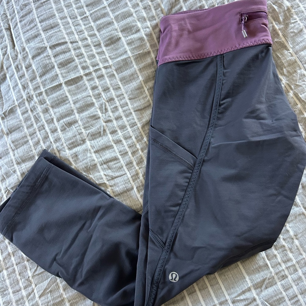 Lululemon Athletic Leggings with Plum Waistband - Picture 3 of 7